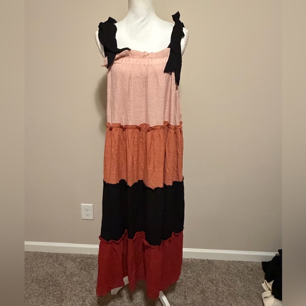 NWT Blu Pepper color block women's maxi dress size medium oversized